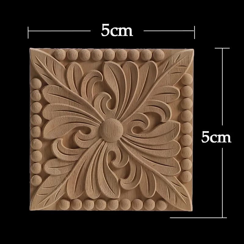 Applique décorative en bois Unique, fleurs naturelles exquises, sculpture en bois, décalcomanie, meu