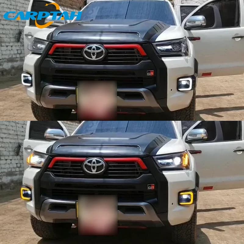 Feux diurnes LED DRL 12V pour voiture, pour Toyota Hilux Revo Recco 2020 – 2024, clignotant jaune, p