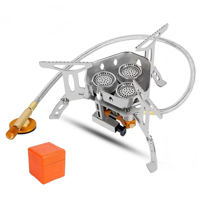 Réchaud à gaz de camping 3Heads 5800W haute puissance, pliable, portable, brûleur coupe-vent pour la