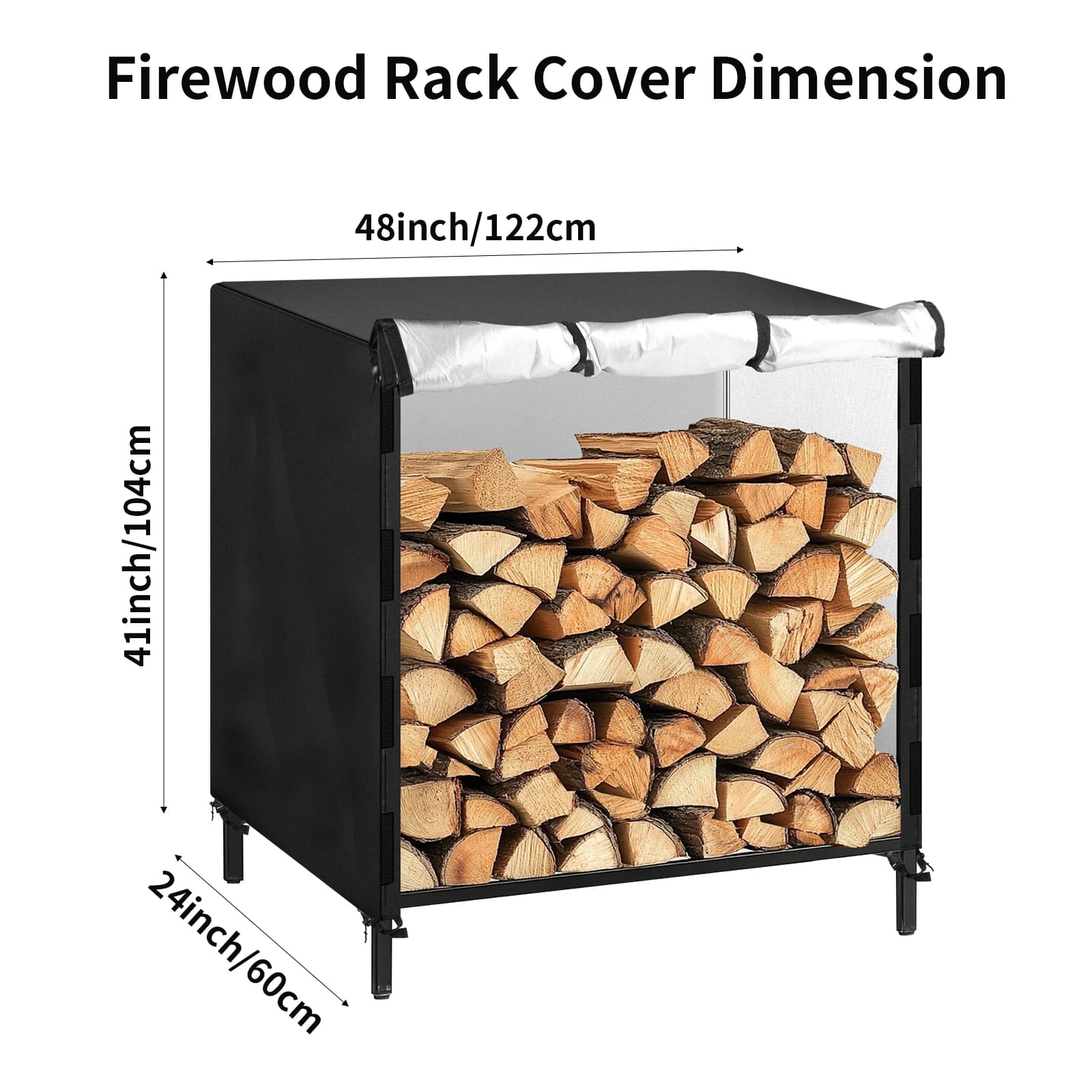 Housse de protection imperméable pour bûches de bois de chauffage, robuste, en tissu Oxford, pour l'