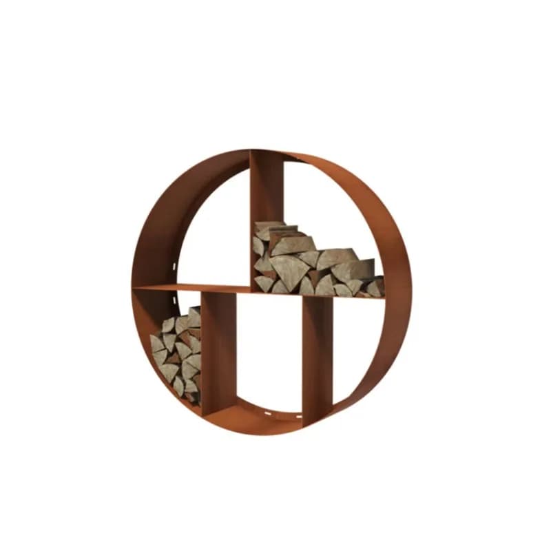 Support de rangement pour bois de chauffage en acier Corten, style rustique, pour aménagement paysag