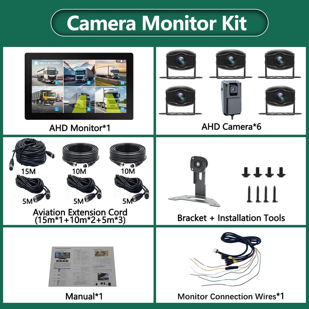 Système DVR intelligent ADAS BSD pour véhicule, 6 canaux, moniteur tactile MP5 de 10.1 pouces avec 6