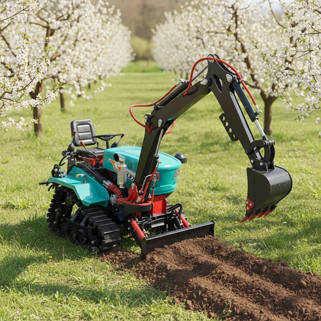 Tracteur agricole à chenilles, mini-tracteur à chenilles avec accessoires pour l'agriculture, le jar