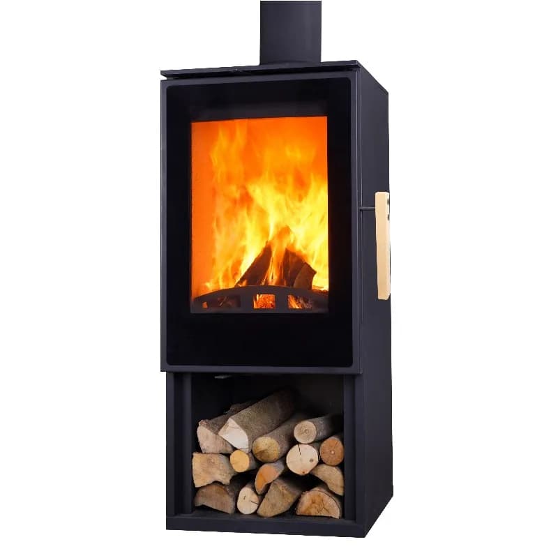 Poêle à bois Airo pour usage intérieur dans le salon ou la chambre, design moderne autoportant, en m