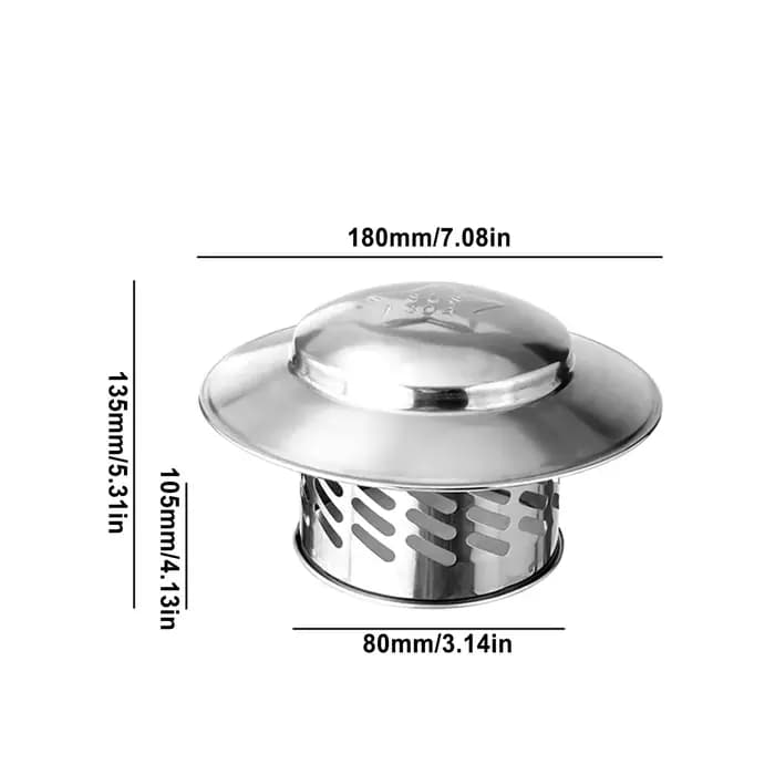 80-220mm 304 acier inoxydable capuchon imperméable cheminée coupe-vent