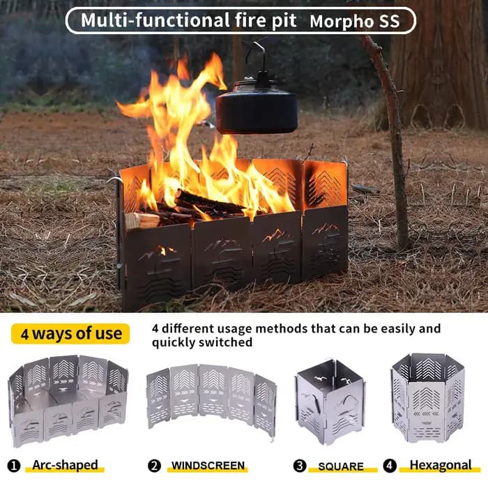 Soomloom-Pare-brise Hexagonal Convertible en Acier Inoxydable, Brûleur à Bois de Chauffage