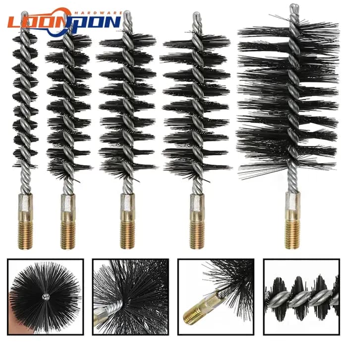Loonpon 18-75mm fil brosse métallique poignée en métal tuyau nettoyage cheminée
