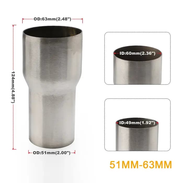 Manchon de réducteur d'échappement en acier inoxydable, Tube OD 51mm-76mm 57mm-76mm, adaptateur de r