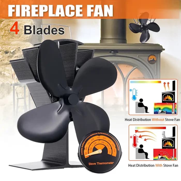 Ventilateur de poêle silencieux silencieux à 4 lames