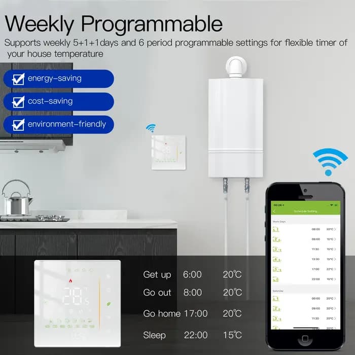 Thermostat intelligent MOES WiFi/ZigBee pour chaudière à eau/électrique/gaz