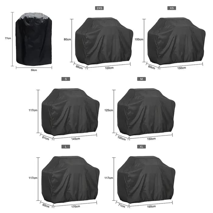 Housse de protection noire étanche pour barbecue en plein air