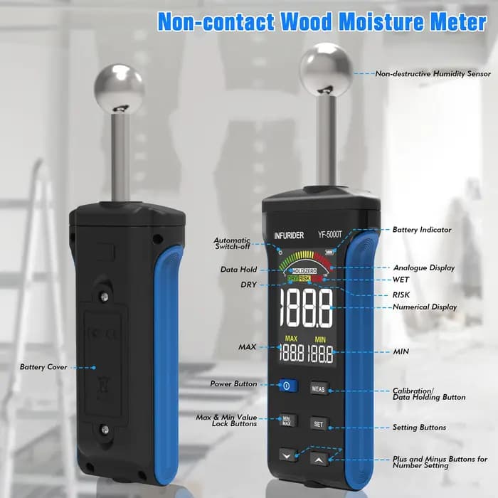 Humidimètre numérique LCD sans aiguille pour bois
