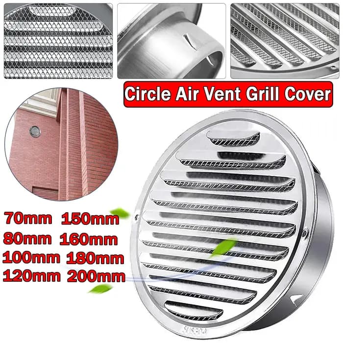 Grille d'aération 70-200mm en acier inoxydable