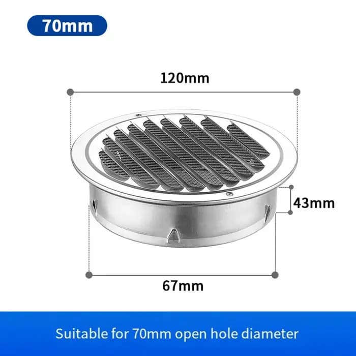 Grille d'aération 70-200mm en acier inoxydable, couvercle de Ventilation pour insectes, forme ronde,