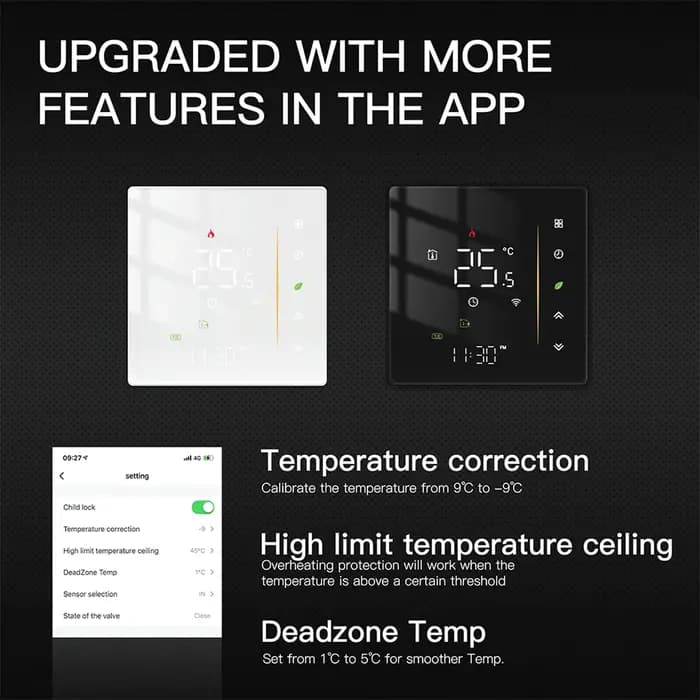 Moes Zigbee Thermostat régulateur de température ambiante de l'eau/chauffage électrique au sol chaudière à gaz humidité Tuya fonctionne avec Alex 5A16A