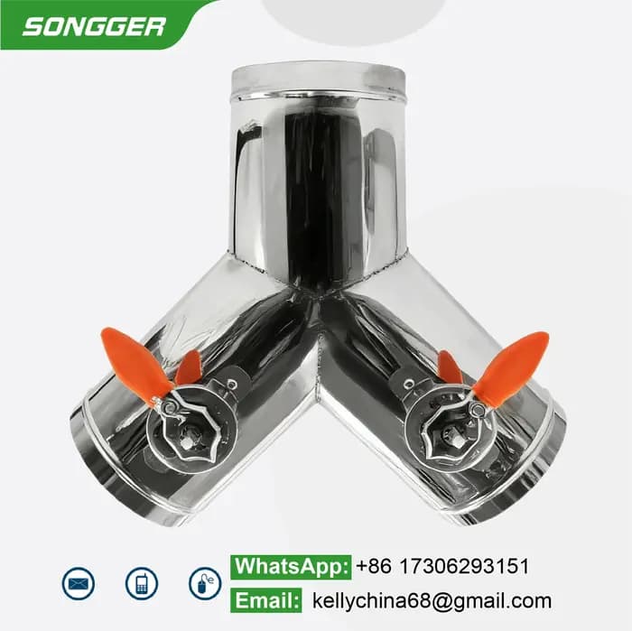 SY Vanne de Conduit en Y Acier Inoxydable 201 Diamètre Extérieur 51-80 mm Régulateur de Débit dAir HVAC Répartiteur
