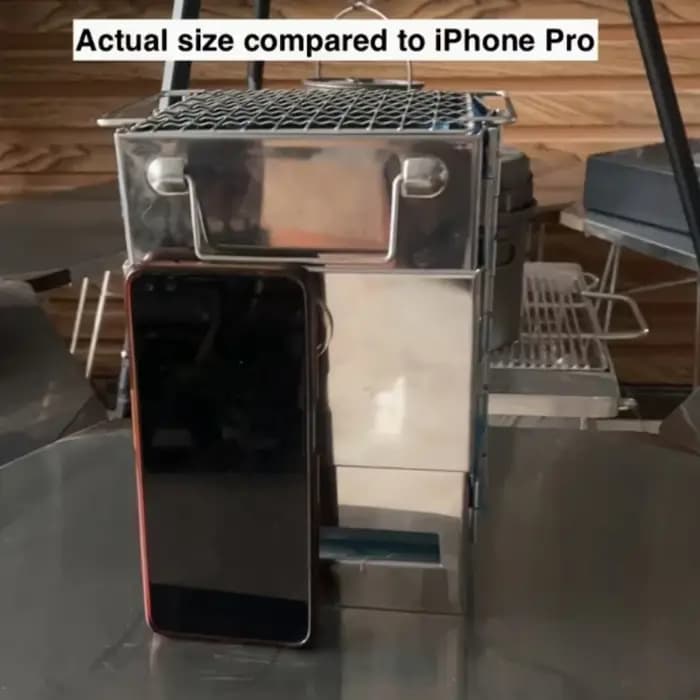 Réchaud à bois pliable compact en acier inoxydable pour camping en plein air