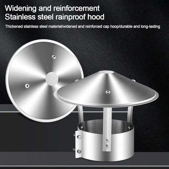Capot de ventilation pour tuyau de poêle en acier inoxydable 75-160 mm