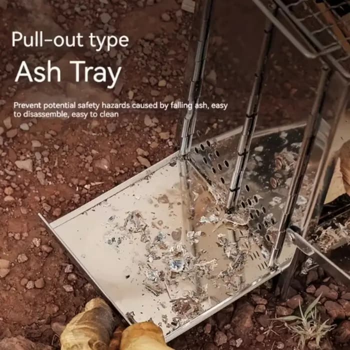 Réchaud à bois pliable compact en acier inoxydable pour camping en plein air