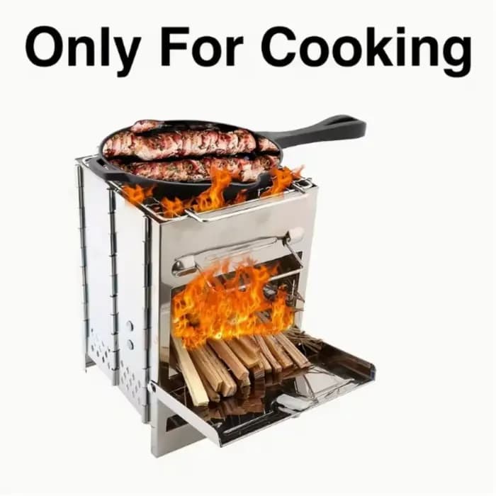 Réchaud à bois pliable compact en acier inoxydable pour camping en plein air