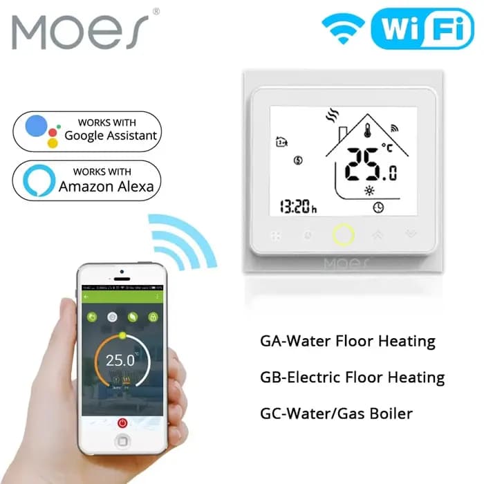 Thermostat intelligent WiFi Moes pour le contrôle de la température du chauffage au sol (eau/électricité) et de la