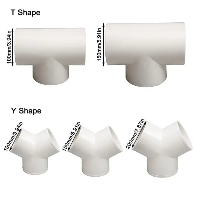 Nouveau connecteur de conduit d'évacuation en PVC en forme de T/Y 100/150/200mm