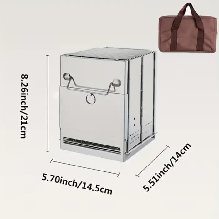 Réchaud à bois pliable compact en acier inoxydable pour camping en plein air, barbecue léger pour pi