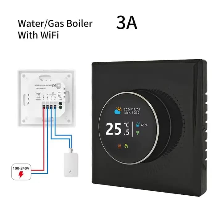 Thermostat intelligent WiFi à bouton rotatif pour chauffage au sol, chaudière à eau et à gaz, régula