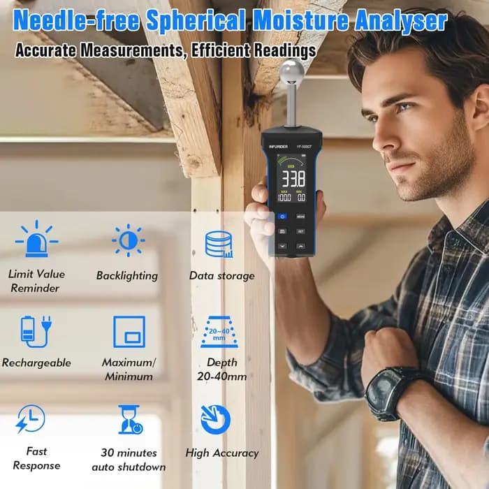 Humidimètre numérique LCD sans aiguille pour bois