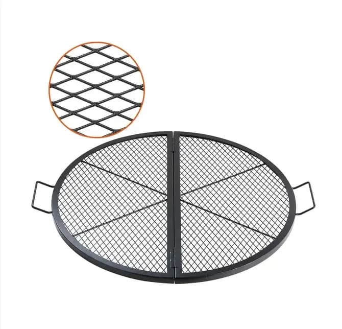 X-marks – grille de cuisson ronde pliable pour foyer, grille de barbecue avec Support de poignée, fi