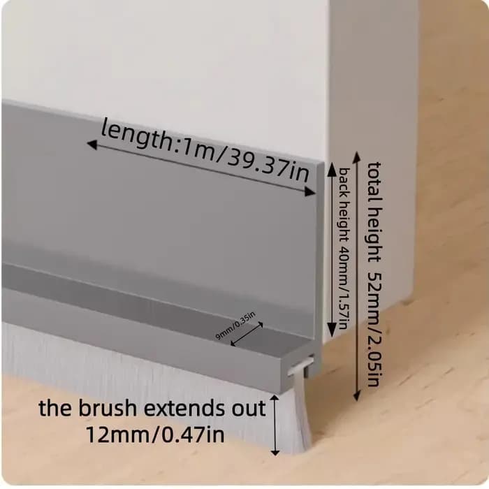 1 pièce 1M/39.37IN Joint de porte isolant avec brosse