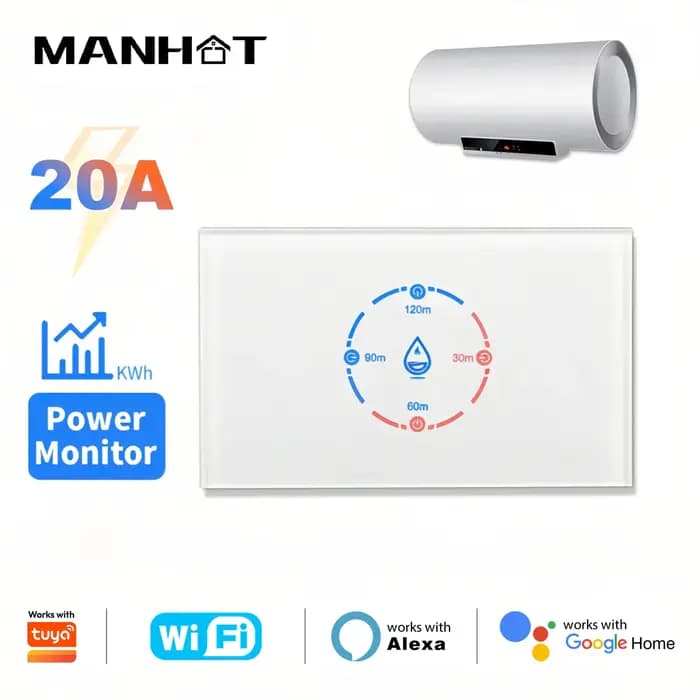 Interrupteur intelligent WiFi pour chaudière avec suivi de consommation d'énergie, 4400W, pour chauf