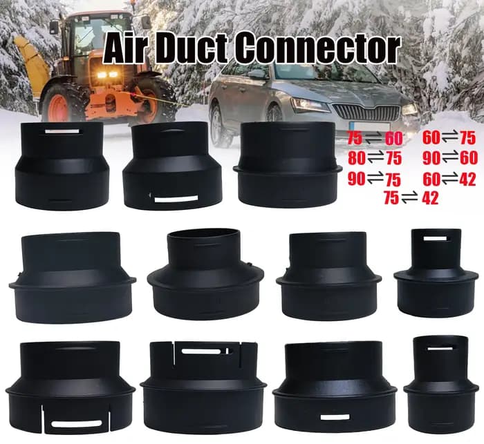 Connecteur de conduit d'air noir pour chauffage diesel, convertisseur 75-60mm, 90-60mm, 90-75mm, 42mm, 60mm, 75mm pour voiture, camion, fourgonnette, camping-car