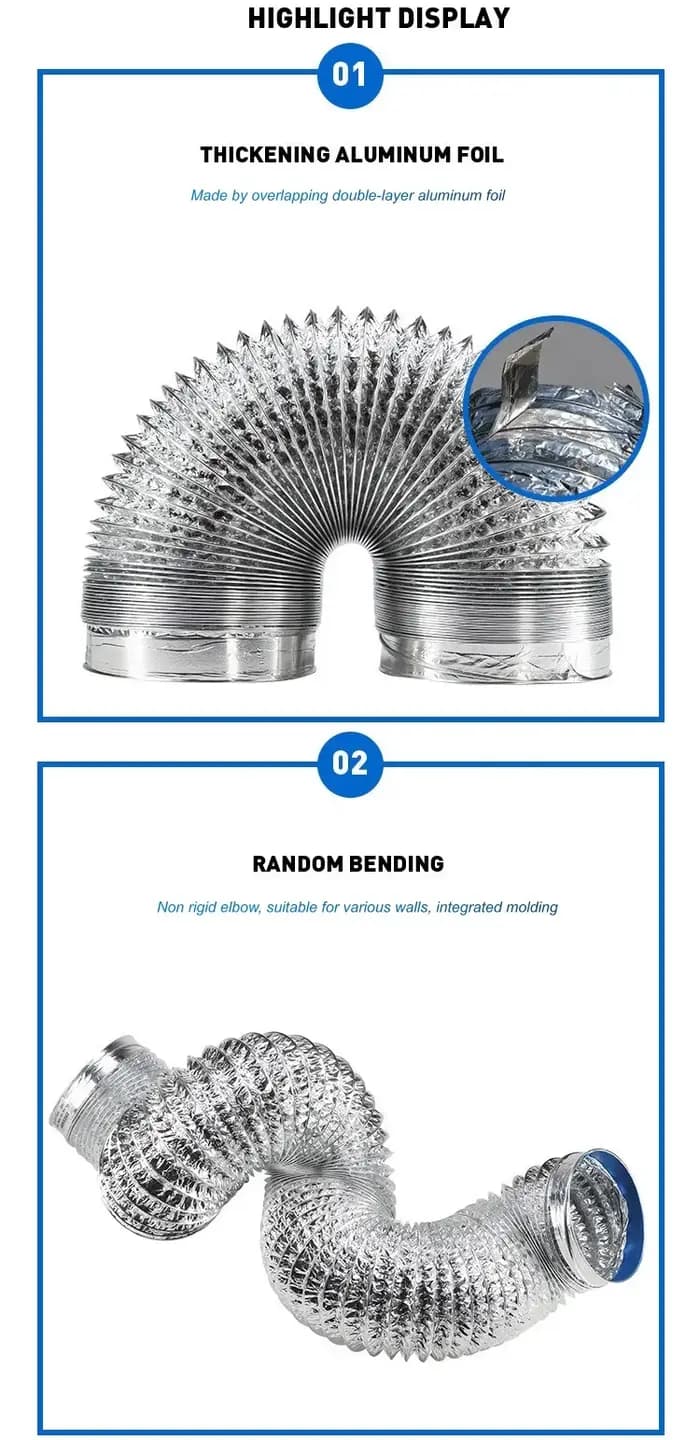 Tuyau de Ventilation en Feuille d'Aluminium Cryptée