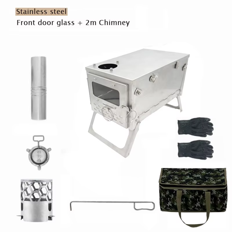 Smilodon-poêle à bois de chauffage pliant en acier inoxydable, poêle de tente de Camping Portable av